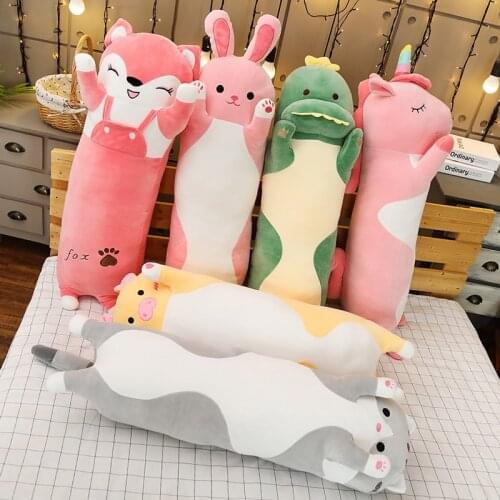 Long Size Animals Cylindrical Bolster Stuffed Round Long Body Cat Dog Pig Unicorn Fox Kids Pregnant Woman Sleeping Pillow