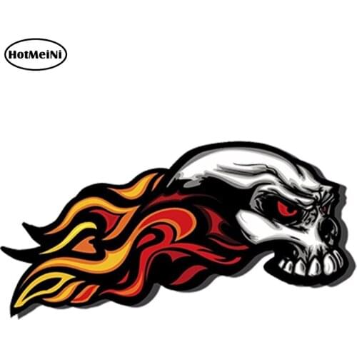 HotMeiNi 13cm x 6cm Waterproof Car Styling Vinyl Stickers SKULL FLAME FIRE Auto Moto Decor Car HELMET MOTORCYCLE TUNING Decal
