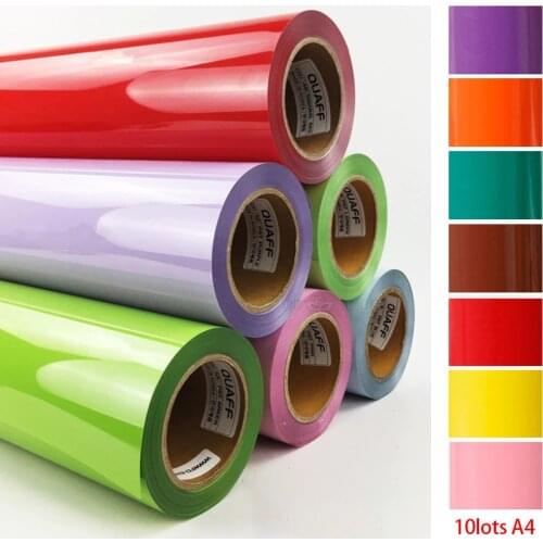 SUNICE 10lot 21cmx30cm Mix Color PU Heat Transfer Vinyl Iron On T-Shirt Clothing Handmake HTV Decoration Stickers Foils