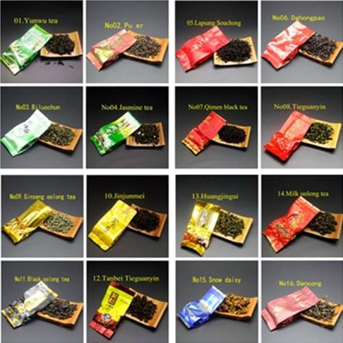 16 Different Flavors Chinese Tea Includes Milk Oolong Pu-erh Herbal Flower Black Green Tea