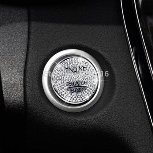 For Mercedes Benz AMG A B C GLC GLA CLA ML Class W176 W246 W205 X253 X156 C117 Engine Start Stop Ignition Key Ring Diamond Trim