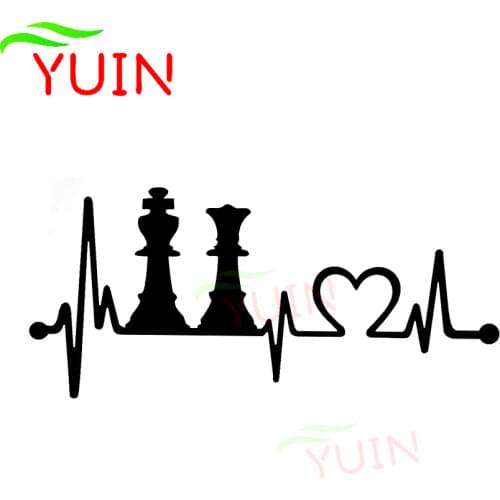 Creative King Queen Chess Set Heartbeat Lifeline Car Sticker Fashion PVC Body Window Decoration Sunscreen Waterproof Decals