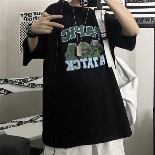 Summer new trend cool punk short-sleeved T-shirt women pure cotton short-sleeved top men and women fashion cartoon T-shirt