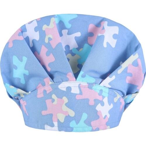 Fashion Breathable Scrub Cap Printed Button Work Hat Casual Unisex Outdoors Nurse Work Hat For Home Worker Outdoor