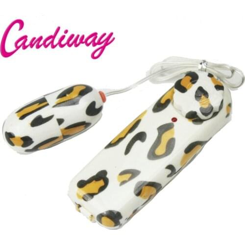 Candiway Fashion White Leopard Wired Controller Clitoris G-Spot Stimulation Vibrating Jumping Egg Sex Toys For Women 1PC