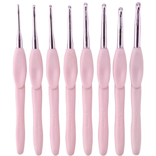 8Pcs Crochet Hook Knitting Needles Set Plastic Handle DIY Craft Sewing Kits Stitches Tools for Weaving Sewing Crafts