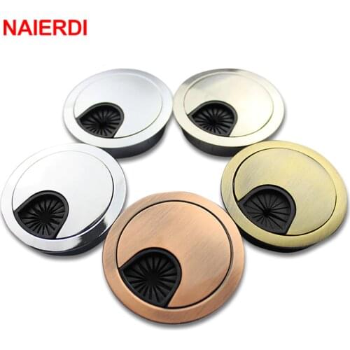 NAIERDI Zinc Alloy Desk Wire Hole Cover Base Computer Grommet Table Cable Outlet Port Surface Line Box Furniture Hardware