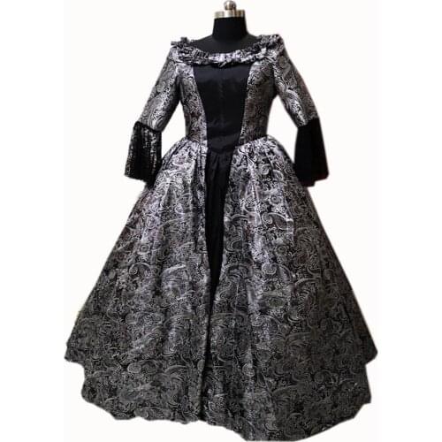 New black Vintage costumes 18th Duchess Retro medieval Renaissance Reenactment Theatre Civil war Victorian dress D-304