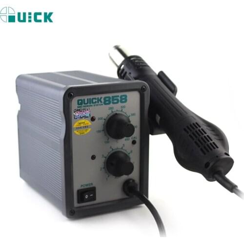 Original Quick 858 Soldering Station Hot Air Gun Aluminum Shell Rotary Wind BGA Rework Station SMD Rework for Phone Repair