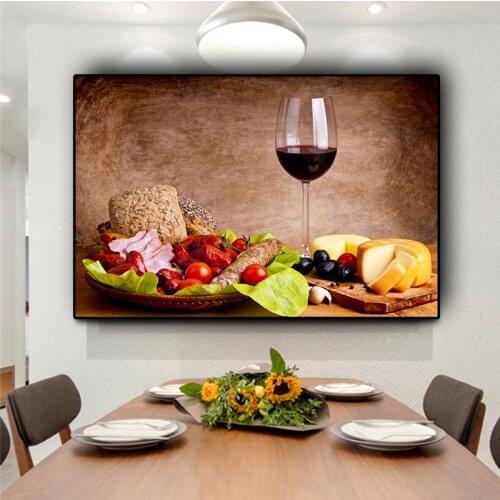 Vegetables Fruit Red Wine Glass Kitchen Food Canvas Painting Cuadros Scandinavian Posters and Prints Wall Picture Living Room