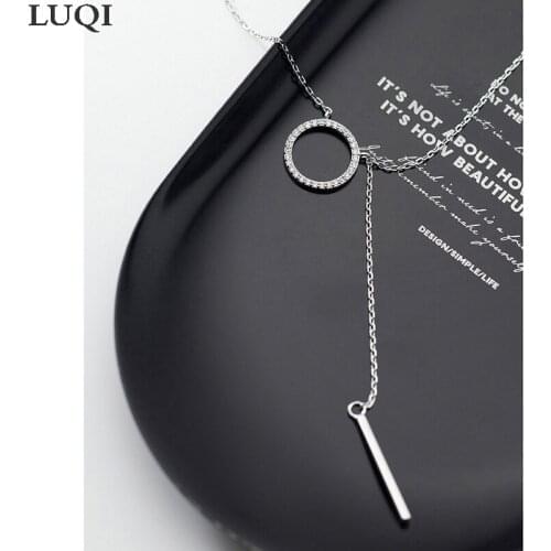 Fashion Womens S925 Silver Plated Platinum Tassel One Word Ring Geometric Necklaces XL307