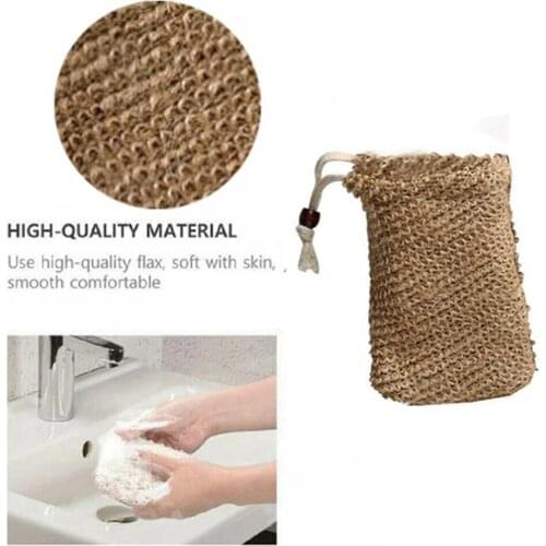 Foaming Net Soap Bag Natural Cotton And Linen Soap Bathroom Sav Bar Bath Soft Pouch Soap Products Supplies Exfoliating Soap I6I5