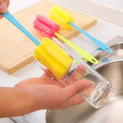 PP Sponge Wash Cup Brush Cleaner White Baby Milk Bottle Brush Easy To Clean Drawing Bottle Glass Cup Brush