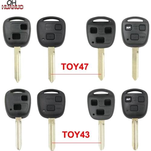 SALE ! 2/3 Buttons Remote Key Case Fob for Toyota Prado Tarago Camry Corolla Key Shell Blank TOY43 Blade With Pad TOY47 Blade