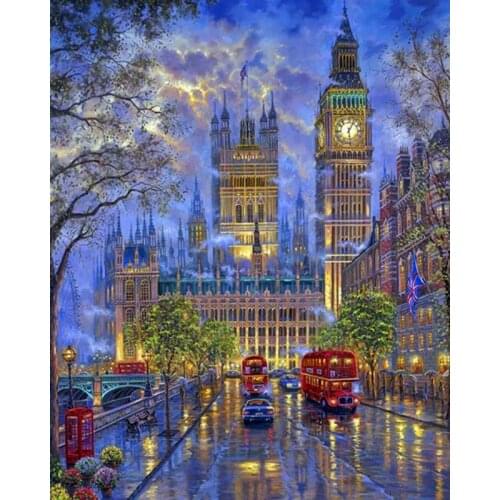 RUOPOTY Frame 60x75cm DIY Painting By Numbers City Night Landscape Acrylic Paint On Canvas Coloring By Numbers For Adults Gift