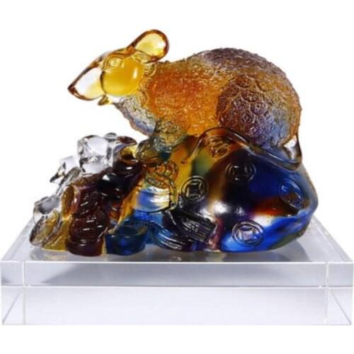 Glass Mouse Zodiac Cute Rat Feng Shui Crafts Decoration New Year Gift