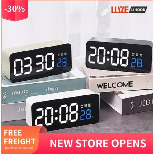 LED digital alarm clock, voice control, digital music, sleepy multi-function alarm clock, USB power supply electronic wall clock