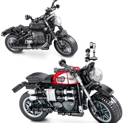 Technical famous brand motorcycle Triump Bonneville Bobber Street TWIN model moc building block with rack brick toy collection