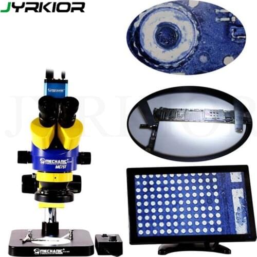 7-45X Trinocular Stereo Microscope With Camera LED Light Stereo Zoom Microscope For Phone MainBoard Repair Electronics Industry