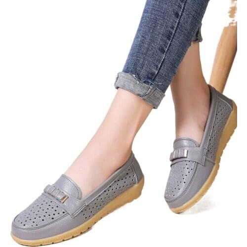 New Listing Cowhide Hollow Bean Shoes, Beef Tendon Bottom Wedges, Mother Flat Bottom, One Pedal Hole Plus Size Womens Shoes 44