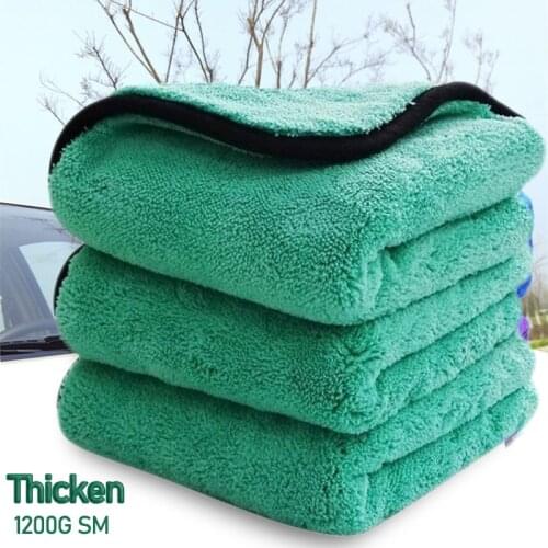 1200G SM 8cm Thicken Car Cleaning Towel Microfiber Soft Cloth Water Absorption Double-sided Coral Flence Washing Towel Wiping