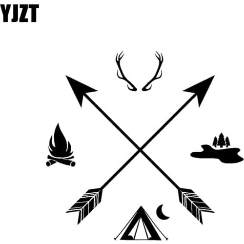 YJZT 15CM*14.5CM Vinyl Decal Car Sticker Hunter Camping Arrows Ethnic Style Black Silver C10-02176