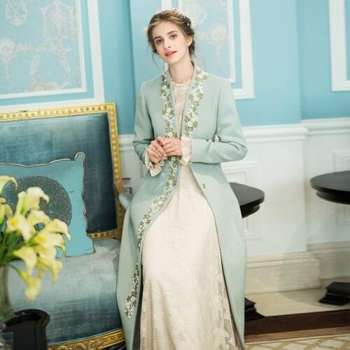 90%Real Wool Female Jacket Spring Autumn 2021 Long Slim Womens Coats Fashion Embroidery Womens Clothing Chaqueta Mujer Zjt2054