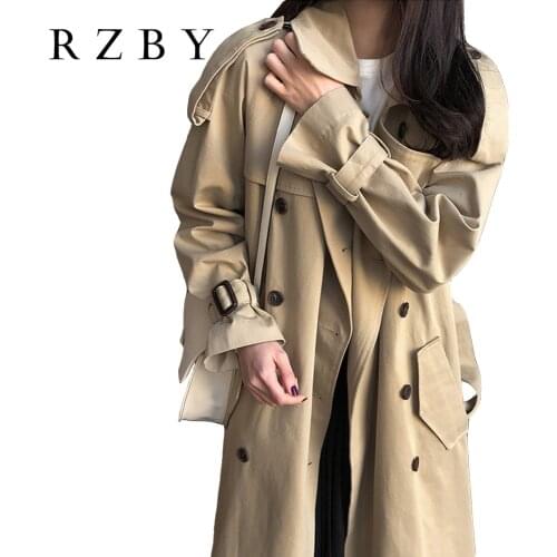 Spring/Autumn Fashion 2021 Casual Double breasted women Simple Classic Long Trench coat with belt Chic Female windbreaker