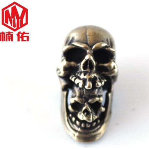 1PC EDC Paracord Beads Skull In Skull Retro Brass Copper Lanyard Pendants Knife Beads Umbrella Rope Cord Necklace Bracelet Beads