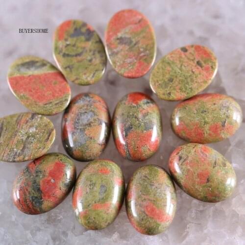 18x13MM&16x12MM CAB Cabochon Oval Natural Stone Bead Unakite Epidote For Jewelry Making Necklace Pendant Bracelet Earrings 10Pcs