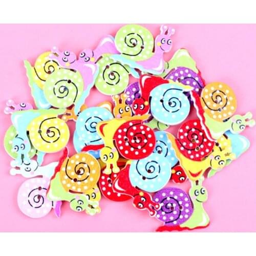 30pcs mixed Colorful Snail Painted Wooden Buttons Fit Sewing and Scrapbooking 23x22mm Sewing Buttons For Craft DIY
