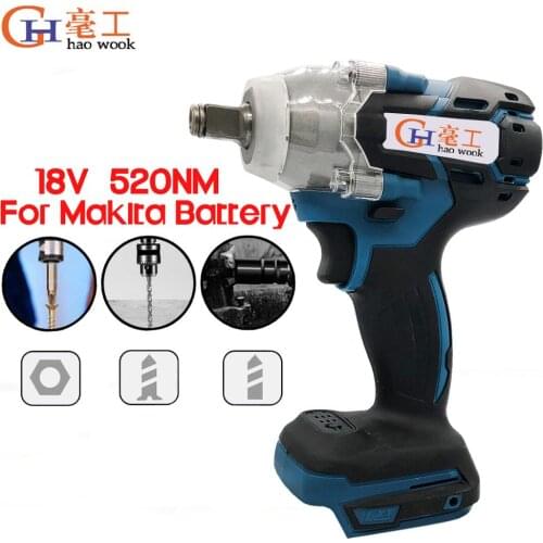 Haowook 18V 520 N.m Cordless Electric Screwdriver Speed Brushless Impact Wrench Rechargeable Power Tool For Makita Battery