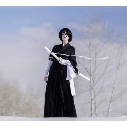 Anime BLEACH Kurosaki Ichigo Cosplay Costumes Robe Gown Halloween Oriental Japanese Traditional Kimono Uniform Cloak Coat