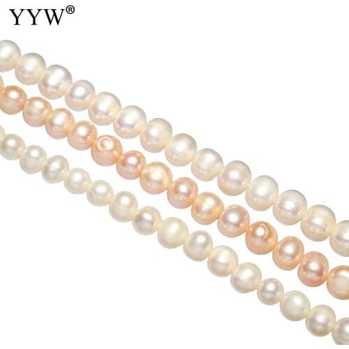9-10mm Cultured Round Freshwater Pearl Beads Loose Natural Pearls Fashion Jewelry Accessories 14.5 Inch 15.5 Inch Strand