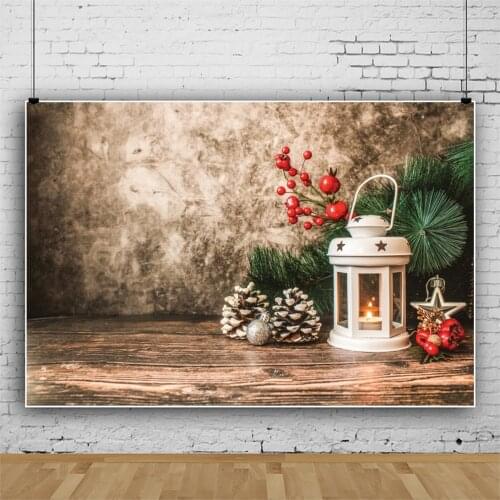 Photo Backdrops For Photography Old Cement Wall Wood Floor Christmas Pine Lantern Star New Year Child Photo Background Photocall