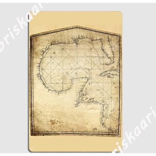 Gulf Of Mexico Map 1730 Metal Sign Plaques Funny pub Garage Club Home Tin sign Posters
