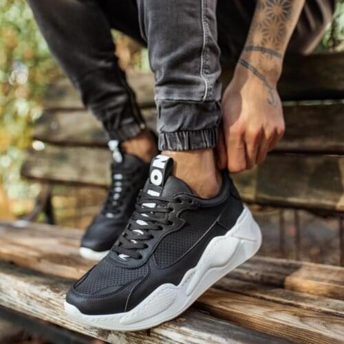 Knack Sneakers Men 'S Shoes 606 Black (White Bottom) Sports Style Laced Seasonal Orthopedic Casual Spring Summer 2021 Fashion