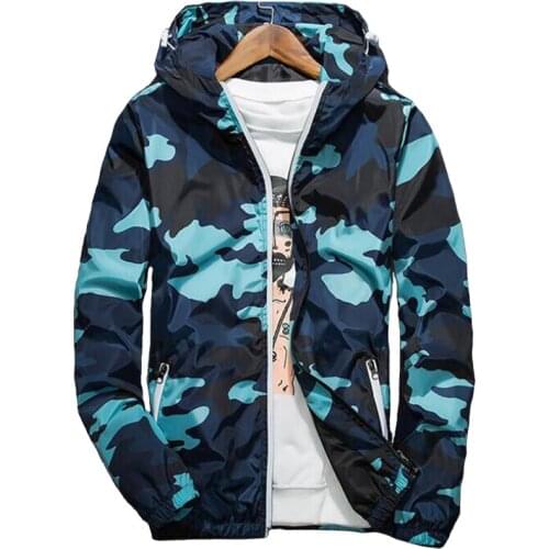 Camouflage Hooded Jacket Men Thin Windbreaker Baseball Jackets Mens Spring Autumn Streetwear Outdoorsports Hip Hop Military Coat