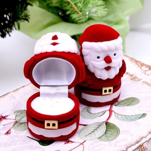 Cute Rings Box Vivid Dust-proof Adorable Flocking Santa Claus Rings Container Gift Box Proposal Cartoon Container Jewelry Box