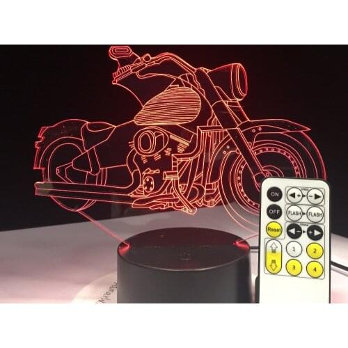 Motorbike 3D Visual Bulb Optical Illusion Colorful LED Table Lamp Touch Romantic Holiday Night Light Man Gifts