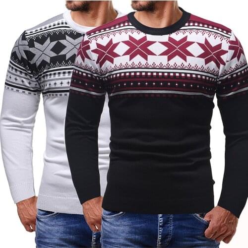 2020 Men Sweater Christmas Clothing Casual Personality Holiday Party European and American Folk Style Knitted Pullover Shirt