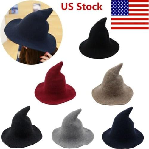 Newest Fashion Brand Modern Witch Hat Made From High Quality Sheep Wool Halloween Party Witch Hats Unisex Fedoras hot
