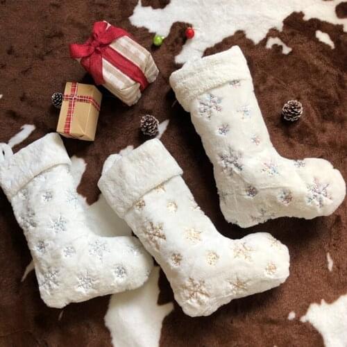 Plush Christmas Stockings 51X22CM Snowflake Sock Gift Kids Candy Bag Xmas Decoration for Home Christmas Tree Ornaments