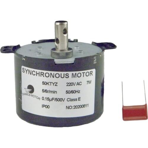 CHANCS 50KTYZ AC 110V 5/6RPM Synchronous Motor 6W CE Pass Gear Box Motor Low Speed Reversible Metal
