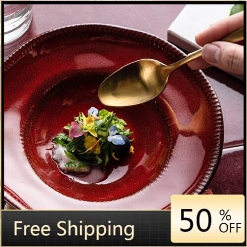 European Style Modern Dinner Plates Microwave Nordic Ceramic Dessert Salad Deep Plate Soup Plates Vaisselle Dinnerware HX50DP