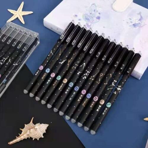 Erasable pen twelve constellations erasable neutral pen cartoon romantic full needle 0.5mm primary school student signature pen