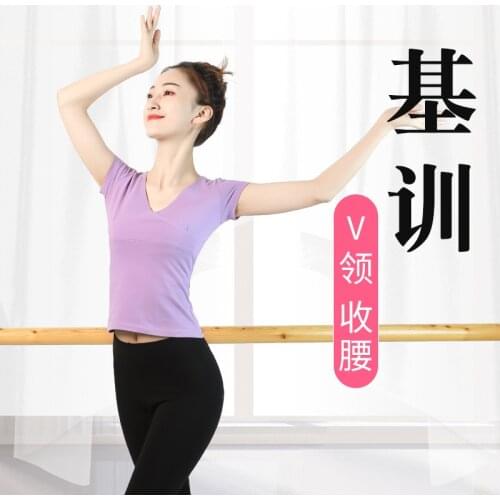 Leotards Womens Adult V-neck Short Sleeve Shapewear Ballet Dance Wear Womens Tops Ethnic Chinese Latin Dance