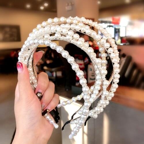 Women Elegant Full Cover Pearls Hairbands Sweet Hair Ornament Headband Hair Holder Hoops Headwear Lady Fashion Hair Accessories