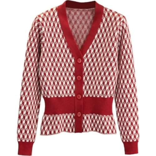 Peplum Sweaters Button Up Red Womens Cardigan Womens Knit Tops Rubiks Cube Sweater Coats