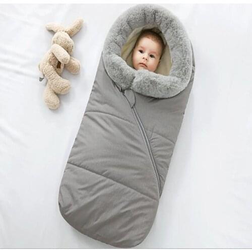 Winter Newborn Baby Sleeping Bags Warm Thick Infant Swaddle Wrap Swaddling Stroller WrapToddler Blanket Fur collar Sleeping Bags